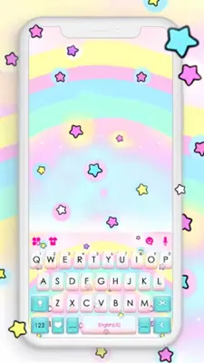 Cute Rainbow Stars Keyboard Background android App screenshot 4